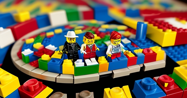 Children playing with LEGO in a financial office