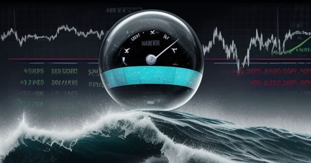 A crystal ball with stock market symbols depicting uncertainty