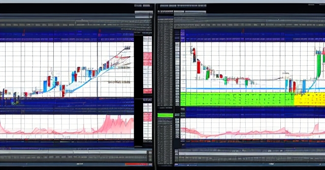 Confused trader next to noisy market chart