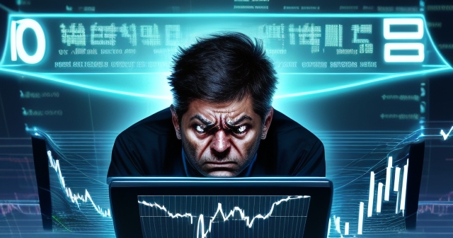 A frustrated trader staring at a screen