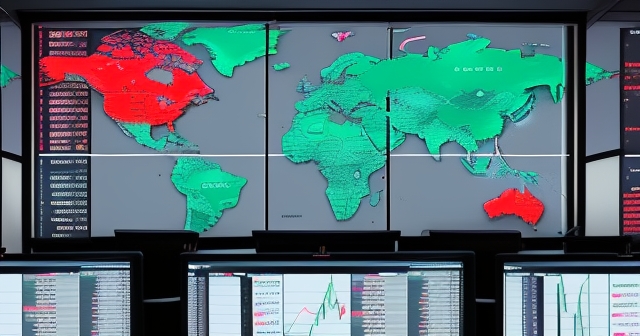 Flags of different countries symbolizing global trade.