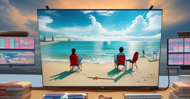 Lifeguard on a beach watching over traders