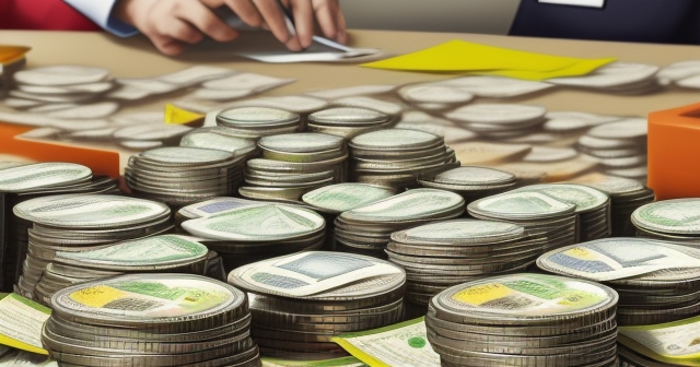 Close-up of Dominican peso notes and coins