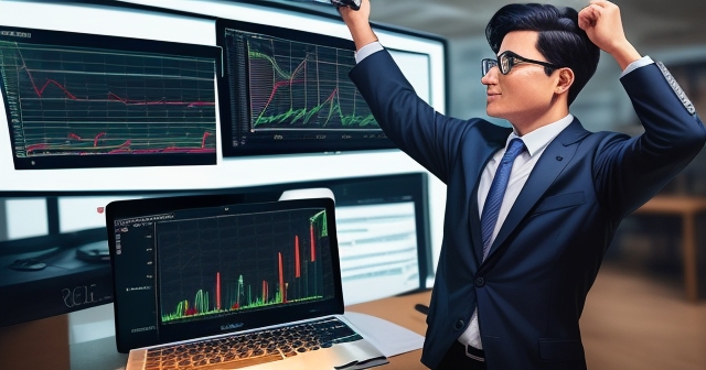 Trader celebrating a successful trade
