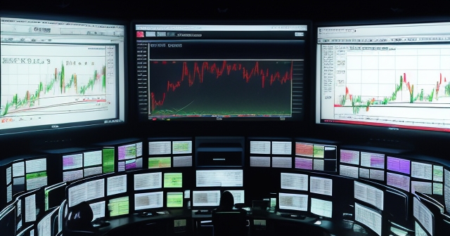 Traders analyzing financial graphs on screens in a trading room