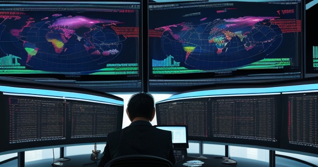 A split screen of a trader analyzing market data