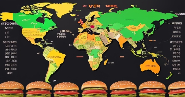 A world map with Big Mac prices from different countries