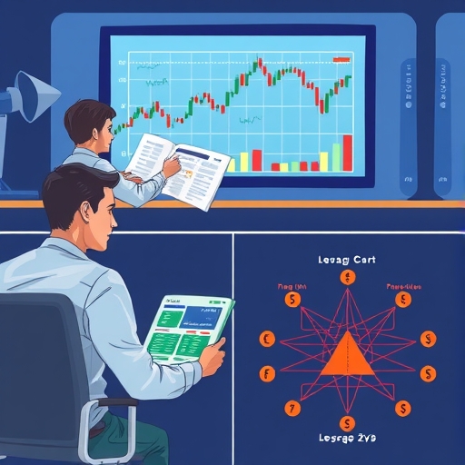 Diagram of balance between potential profits and risks