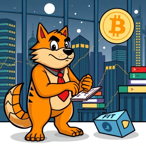 A cartoon watchdog observing financial markets