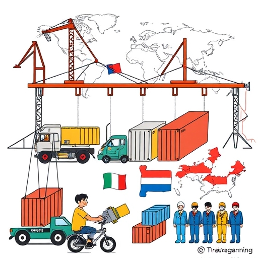 A conceptual image showing countries engaging in trade negotiations and disputes.