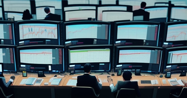vibrant financial market display screens