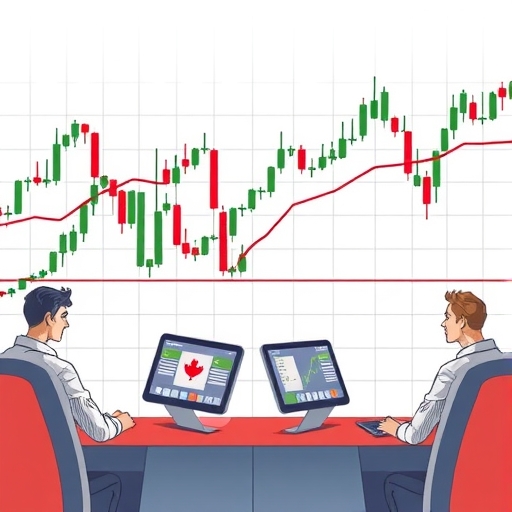 Canadian Dollar and Japanese Yen symbols interacting