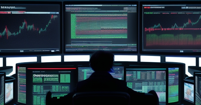 A computer analyzing stock data