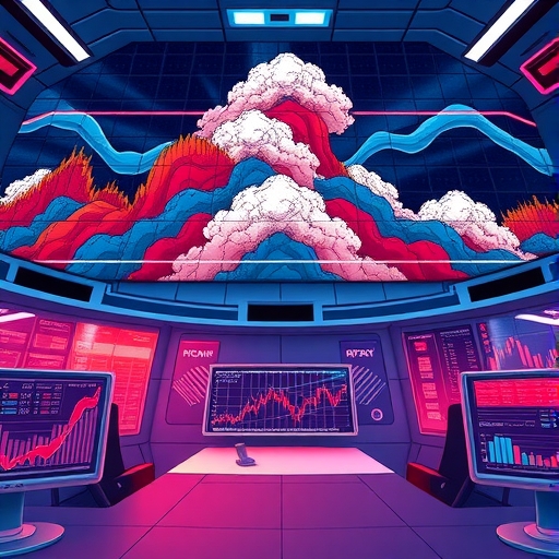 A vibrant trading chart showcasing Ichimoku Kinko Hyo components