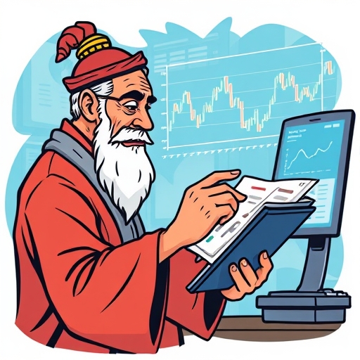A wise trader analyzing market trends
