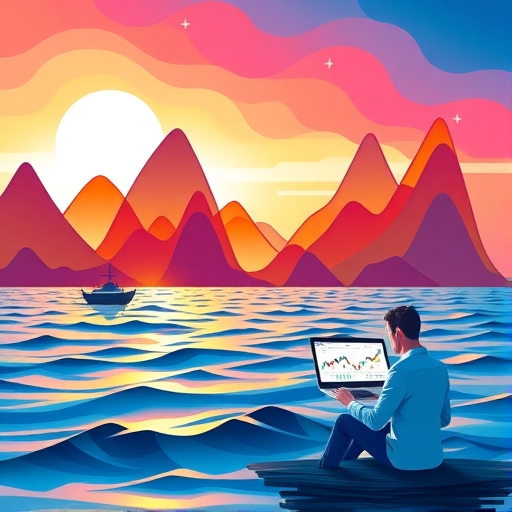 A trader analyzing market data with charts in a calm environment