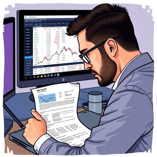 An investor reviewing trade confirmation document