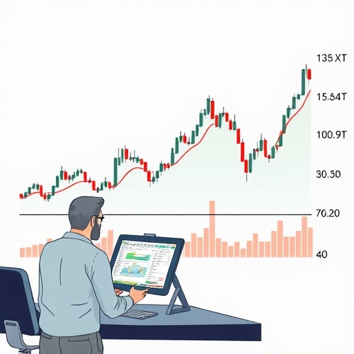 Traders analyzing chart with megaphone shape