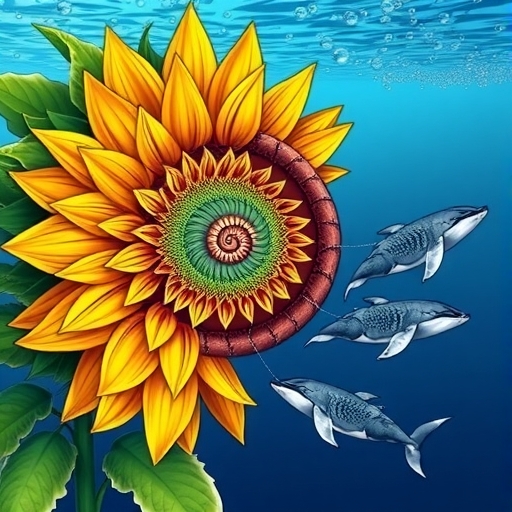 A vibrant sunflower head showcasing Fibonacci spirals