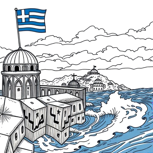 Divided Eurozone landscape illustrating the tension of Grexit discussions