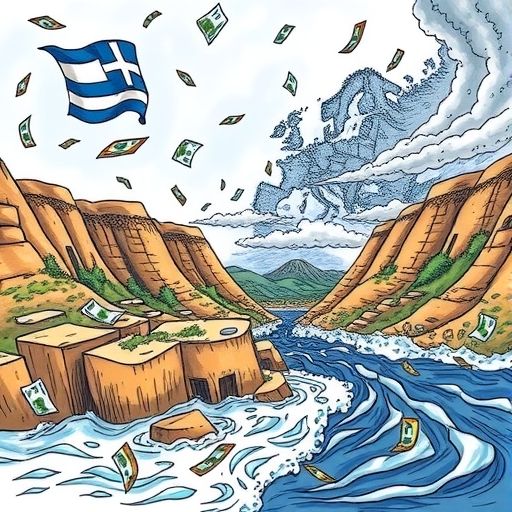 A stormy sea representing the challenges facing Greece during the debt crisis