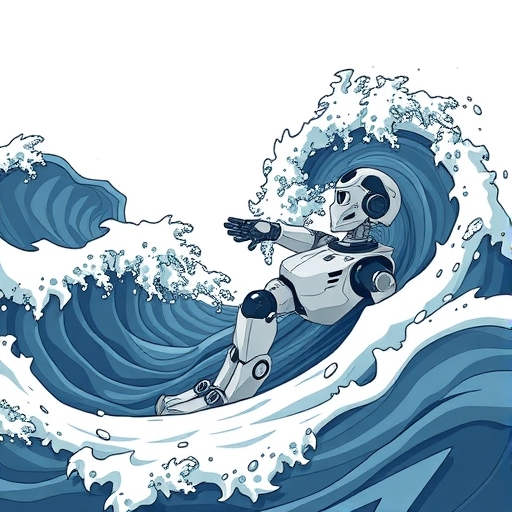An automated trading robot navigating turbulent market waves