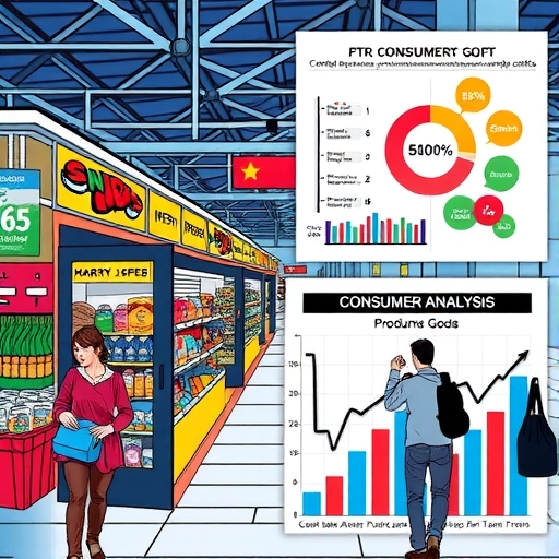 Visual representation of a consumer analysis chart analyzing spending trends over time.