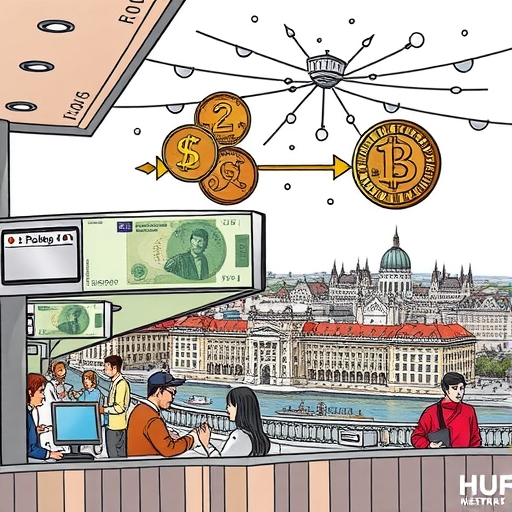 A bustling currency exchange market with traders