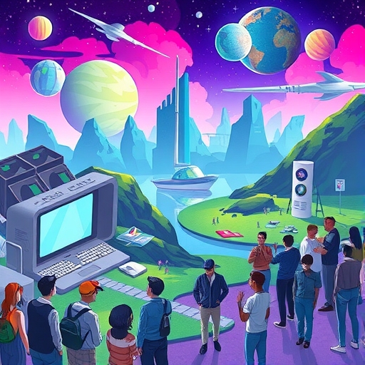 A virtual reality landscape displaying unique digital assets