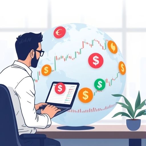 Illustration of a globe showcasing major currency pairs