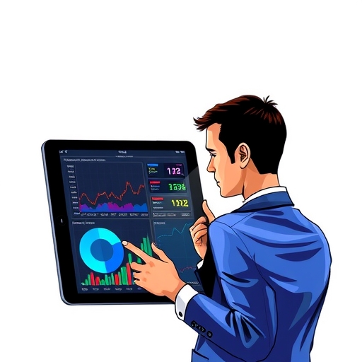 An iPad displaying financial charts and market data