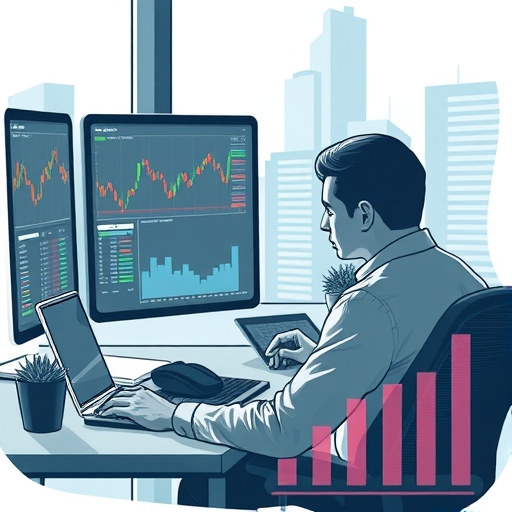 trader analyzing data in modern software