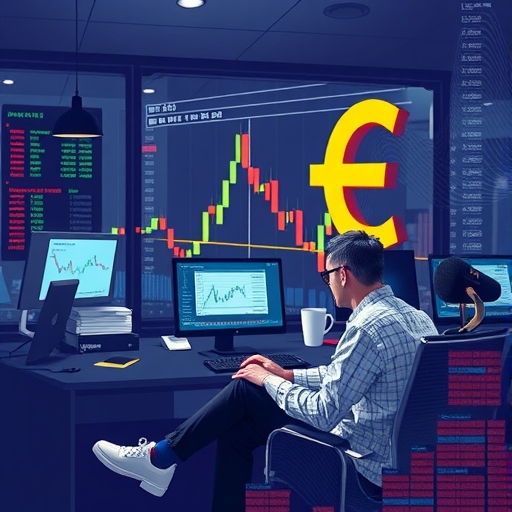 Visual representation of currency pair fluctuations with Euro and Pound symbols
