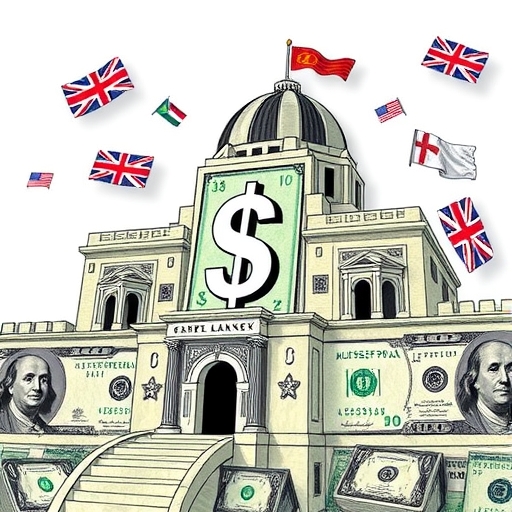 A strong dollar symbol amidst global currencies