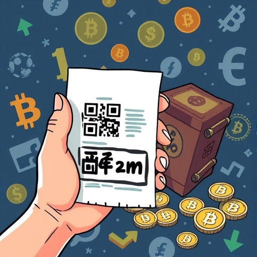 An illustration of a person securely storing a paper wallet in a safe