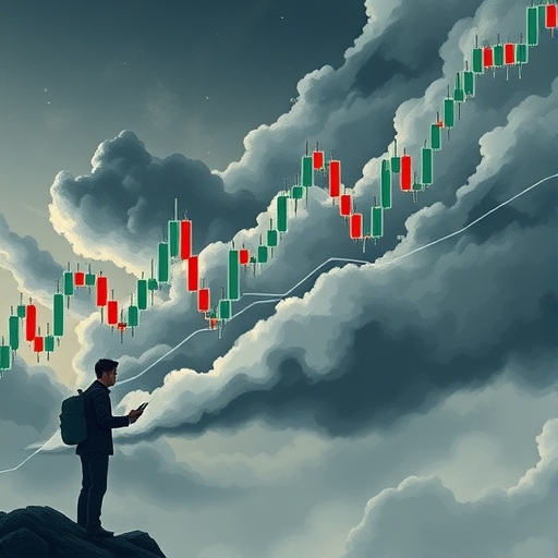 Visual representation of dark clouds covering a bullish market graph