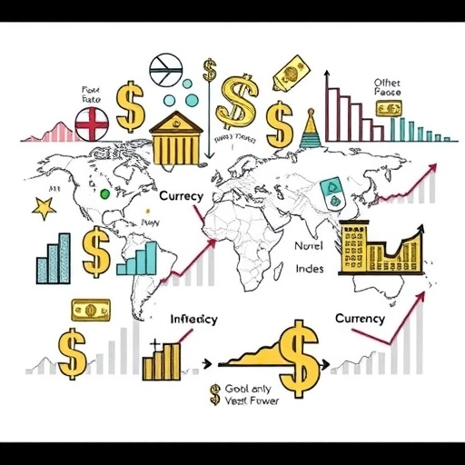 Visual representation of economic factors influencing the Dollar Index such as interest rates and inflation.