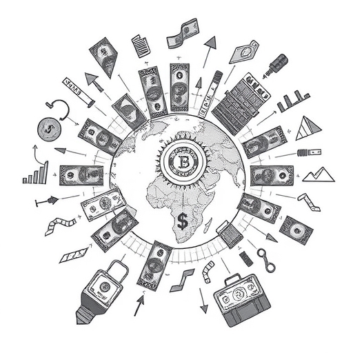 A detailed illustration of the US Dollar Index with currency symbols and graphs.
