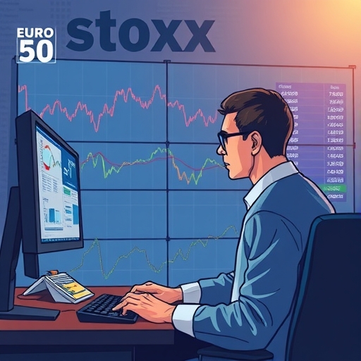 Artistic representation of financial tools and strategies related to the EURO STOXX 50