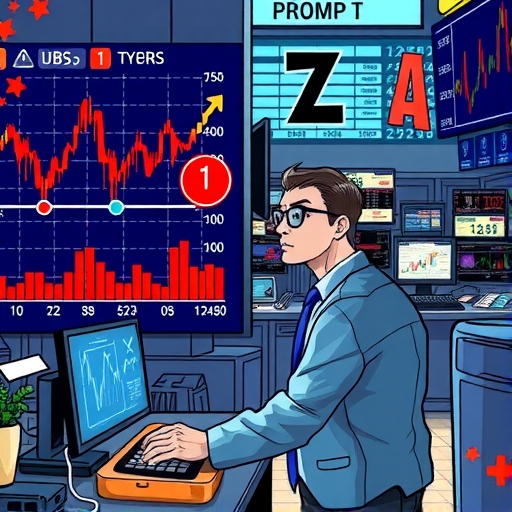 A trader in a bustling financial environment