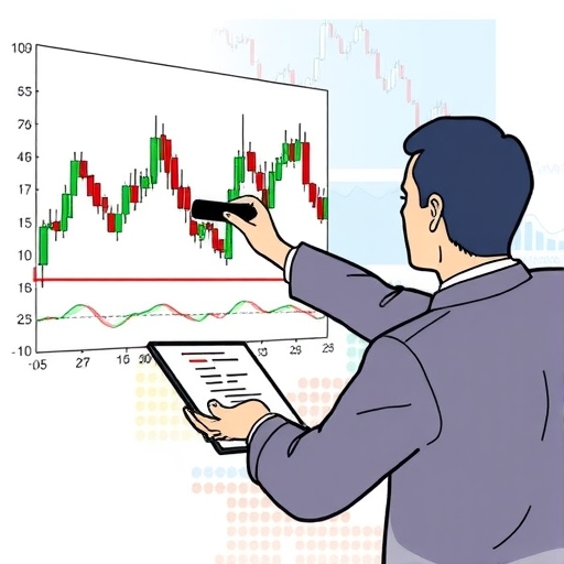 A technical analysis chart showing market trends