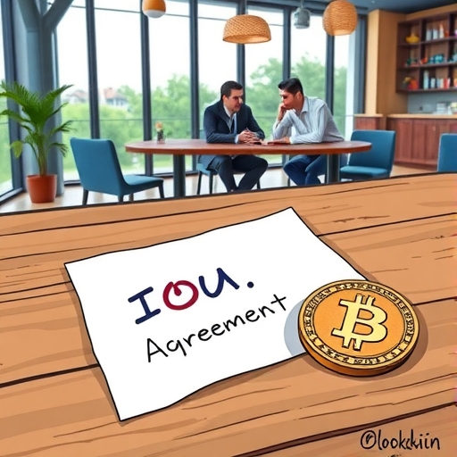 A handwritten IOU note on a wooden table