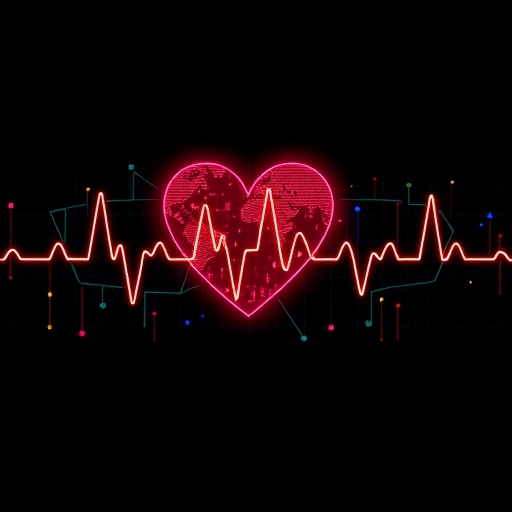 A digital heartbeat visualizing blockchain growth.