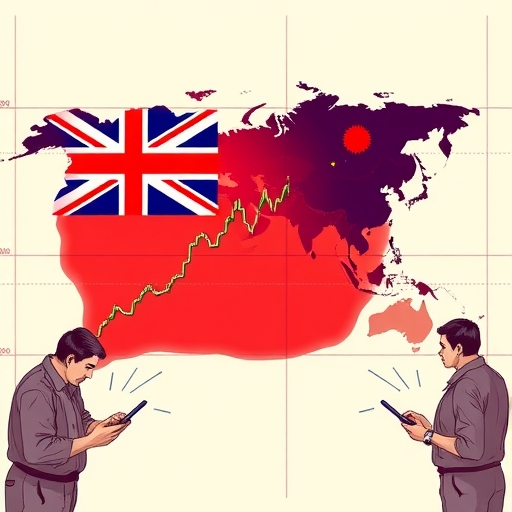Chart showing AUDJPY trends amidst geopolitical tensions