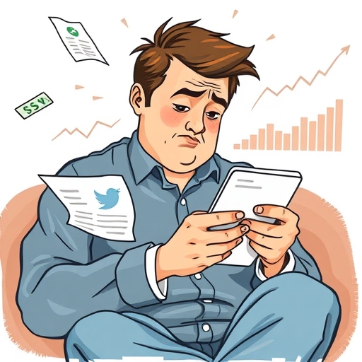 Graphical depiction of contrasting economic data and personal financial struggles.