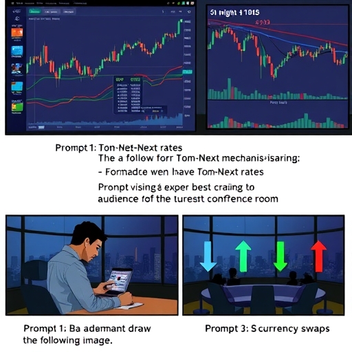 A financial expert explaining Tom-Next mechanism to an audience in a modern conference room.