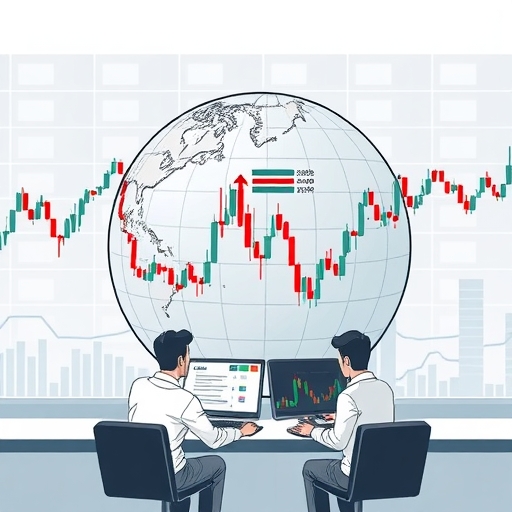 Forex trading chart with globe