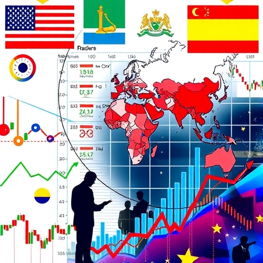 An abstract representation of economic forces impacting Forex trading.