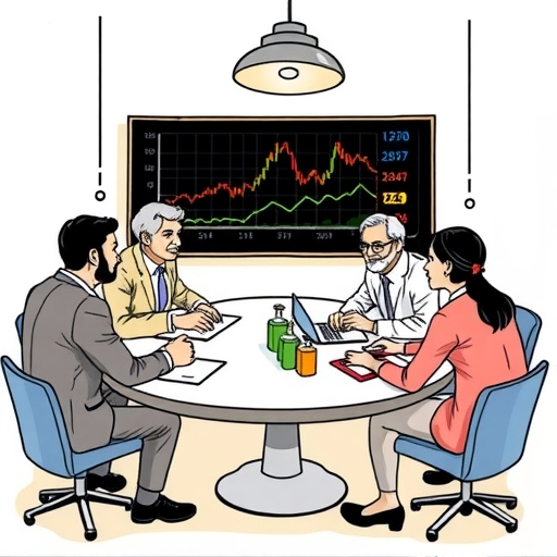 Diverse investors analysing data