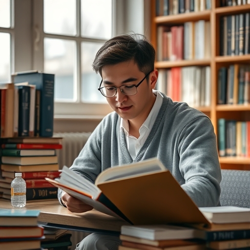 一位學生正在閱讀書籍
